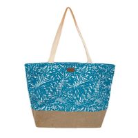 Strandtas palmbladeren blauw 37 x 39 cm