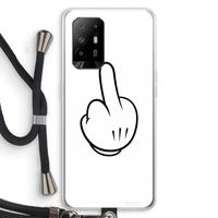 Middle finger white: Oppo A94 5G Transparant Hoesje met koord