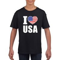 Zwart I love USA - Amerika fan shirt kinderen - thumbnail