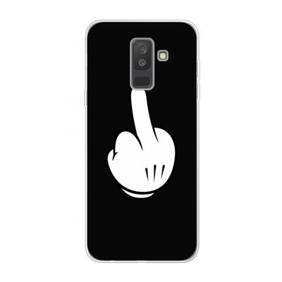 Middle finger black: Samsung Galaxy A6 Plus (2018) Transparant Hoesje