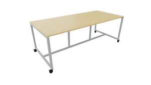 Verrijdbare vergadertafel 4811 - 320 x 108 cm. - Alu - Beuken