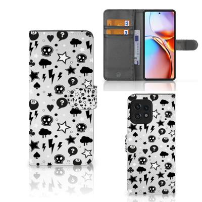 Telefoonhoesje met Naam Motorola Edge 40 Pro Silver Punk | Portemonnee hoesje