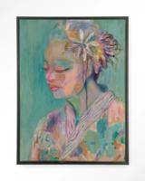 Urban Cotton Wandkleed 'Calm' 110 x 145cm in Floating Frame - black