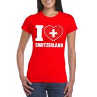 Zwitserland supporters kleding t-shirt - voor dames - rood - met vlag kleuren print - korte mouwen