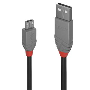 LINDY USB-kabel USB 2.0 USB-A stekker, USB-micro-B stekker 2.00 m Zwart, Grijs 36733