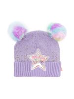 Billieblush bonnet métallisé à détail de pompon - Violet