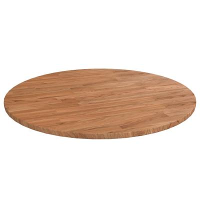 Tafelblad rond Ø80x1,5 cm bewerkt massief eikenhout lichtbruin