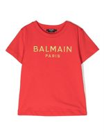 Balmain Kids t-shirt à logo brodé - Rouge