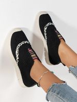 Breathable Striped Split Joint Soft Sole Slip On Sports Sneakers - thumbnail