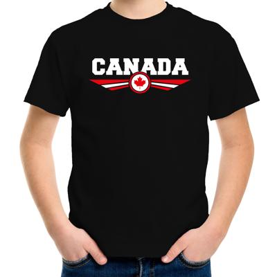 Canada landen supporters t-shirt - zwart - kinderen - Fan kleding - EK / WK / Olympische spelen