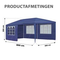 MaxxGarden Partytent - Paviljoen - 3x6m - Incl. Zijwanden - Waterdicht - Blauw - thumbnail