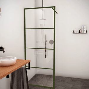 BWS Inloopdouche Frame 100x200 cm 8mm NANO Glas Mat Groen Raster