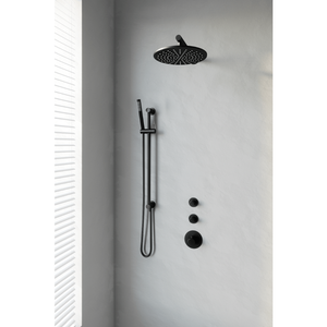 Thermostatisch Inbouwdoucheset Brauer Black 30 cm Hoofddouche Wandarm Staafhanddouche op Glijstang Mat Zwart Brauer