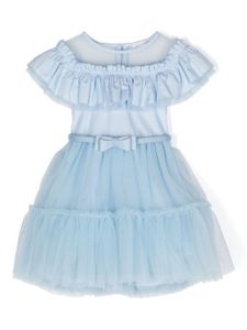 Monnalisa robe en tulle à détail de nœud - Bleu