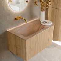 Badmeubel Mondiaz Kurve-Dlux | 85 cm | Meubelkleur Oak | Wastafelkleur Saba | Solid surface | Wasbak linker zijde spoelbak | Zonder kraangat(en) Badmeubel Mondiaz Kurve-Dlux | 85 cm | Meubelkleur Oak | Wastafelkleur Saba | Solid surface | Wasbak linker zijde spoelbak | Zonder kraangat(en)