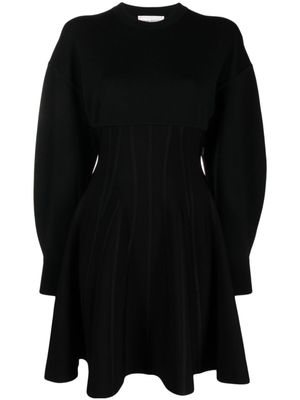 Alexander McQueen robe en laine mélangée à coupe courte - Noir