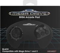 Retro-Bit - SEGA Mega Drive BIG 6 Wired Arcade Pad (Black)
