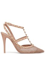 Valentino Garavani escarpins Rockstud 100 mm à ornements en cristal - Tons neutres