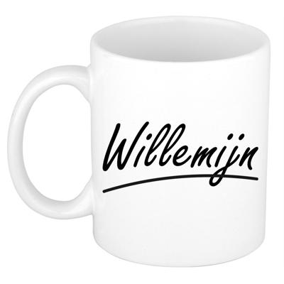 Willemijn Naam koffiemok - beker - met sierlijke letters - wit - 300 ml - Cadeau - Dames