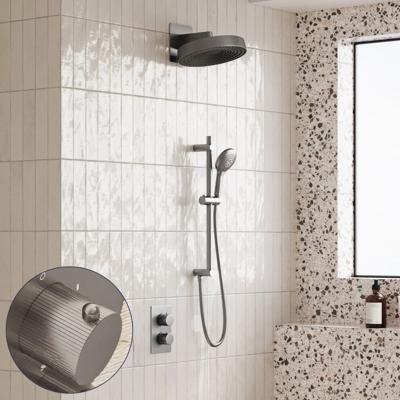 Regendouche set SaniClear Evolution Stripes | 30 cm | Incl.Inbouwdeel | 2 standen handdouche | Met glijstang | RVS