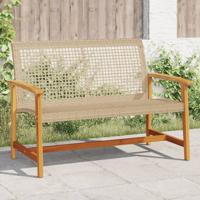 Tuinbank 112 cm poly rattan en acaciahout beige - thumbnail