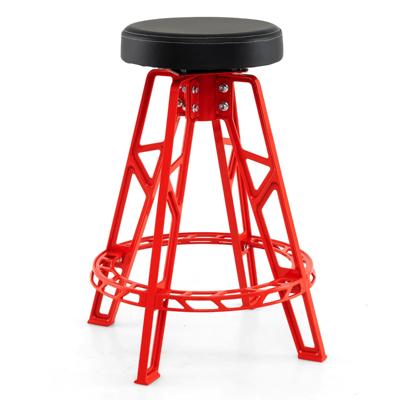 Hoge Stoel voor Monteurs Zware Aluminium Garagebarstoel met 360° Draaibare Zitting Rood