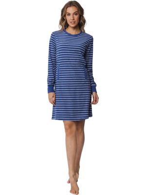 Badstof dames nachthemd - Winter Blue - Warm winter nachthemd lange mouw