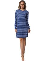Badstof dames nachthemd - Winter Blue - Warm winter nachthemd lange mouw