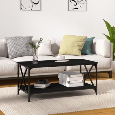 Salontafel 100x50x45 cm bewerkt hout en ijzer zwart