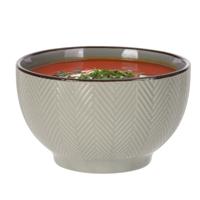 Soepkom Fishbone - lichtgrijs - 14 x 8 cm - keramiek - kommetjes - 680 ml