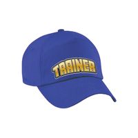 Cadeau pet/cap voor volwassenen - trainer - blauw/goud - geweldige coach - sport - thumbnail