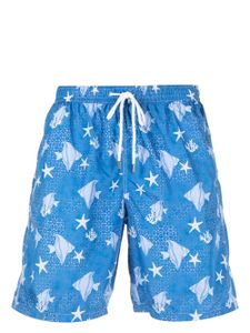 Fedeli short de bain à motif graphique - Bleu