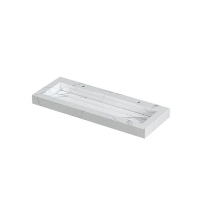 INK Pitch Wastafel Keramische Slab Centraal met Drain en Front en Side Skirts 2 Kraangaten - 1200x450x90 mm - Statuario Glans