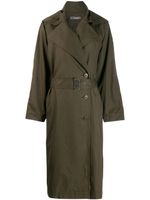 Issey Miyake Pre-Owned trench ceinturé à boutonnière décalée - Vert