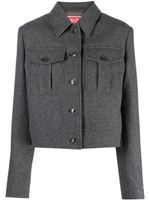 Kenzo England logo-patch wool blend jacket - Gris