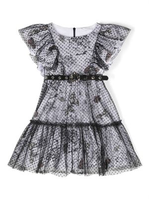 Monnalisa robe à imprimé végétal - Blanc