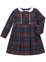 Miki House robe croisée à motif tartan - Bleu