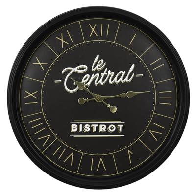 Home deco factory Wandklok Vintage bistro - zwart - kunststof - D50 cm