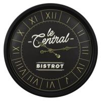 Home deco factory Wandklok Vintage bistro - zwart - kunststof - D50 cm