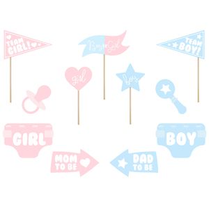 Gender reveal foto prop set - 22-delig - jongen/meisje babyshower thema feest - photo booth