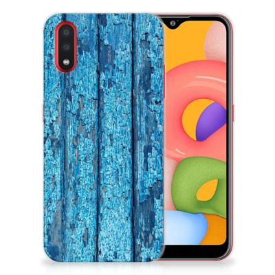 Samsung Galaxy A01 | Bumper Hoesje | Wood Blue