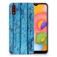 Samsung Galaxy A01 | Bumper Hoesje | Wood Blue Samsung Galaxy A01 | Bumper Hoesje | Wood Blue