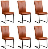 Set van 6 Cognac leren industriële eetkamerstoelen Dare - poot vierkant zwart - Granada leer Savannah (cognac leer)