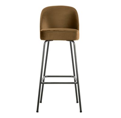 WOOOD Barstoel 'Vogue' Velvet, kleur Honing Geel (zithoogte 79cm)