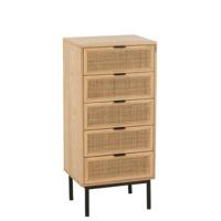 J-Line Kast 5 Lades Mdf|Metaal Naturel|Zwart