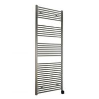 Sanicare elektrische design radiator 60x172 inox-look met Bluetooth en thermostaat rechts chroom