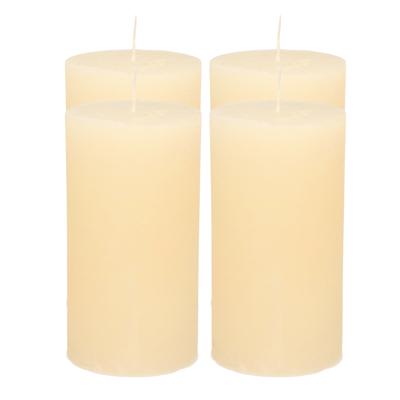 Atmosphera Stompkaars/cilinderkaars - 4x - ivoor wit - 7 x 13 cm - rustiek model