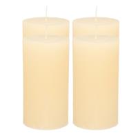 Atmosphera Stompkaars/cilinderkaars - 4x - ivoor wit - 7 x 13 cm - rustiek model