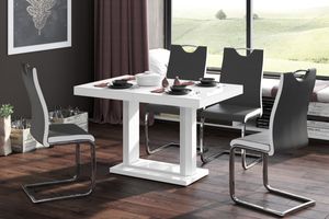 Uitschuifbare eettafel Quadro 120 tot 168 cm breed in hoogglans wit