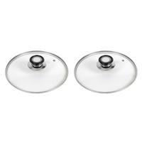 Pannendeksel - 2x stuks - voor pannen van D29,5 cm - universeel - glas